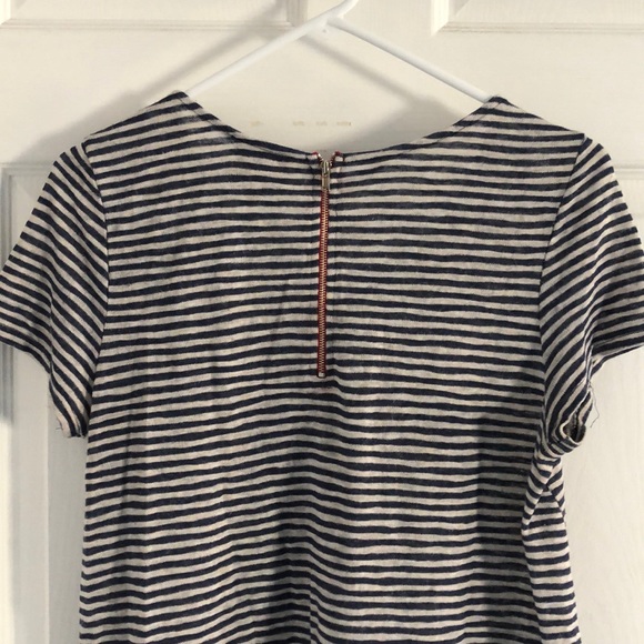 Blue and White Striped Shirt w/ Navy Colorblock - Picture 5 of 5